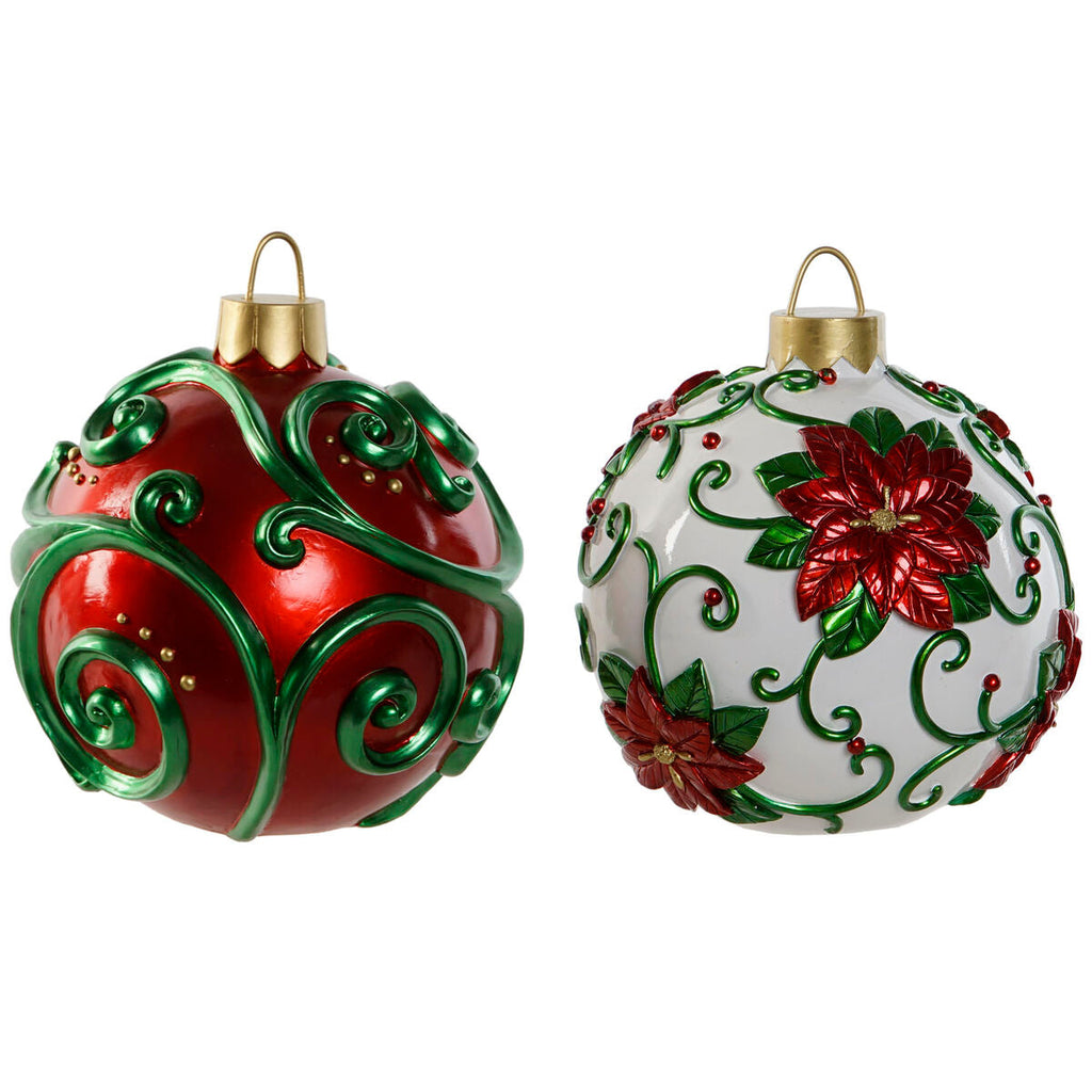 Christmas Ornament Home ESPRIT Red Green Resin 24 x 24 x 28 cm (2 Units)