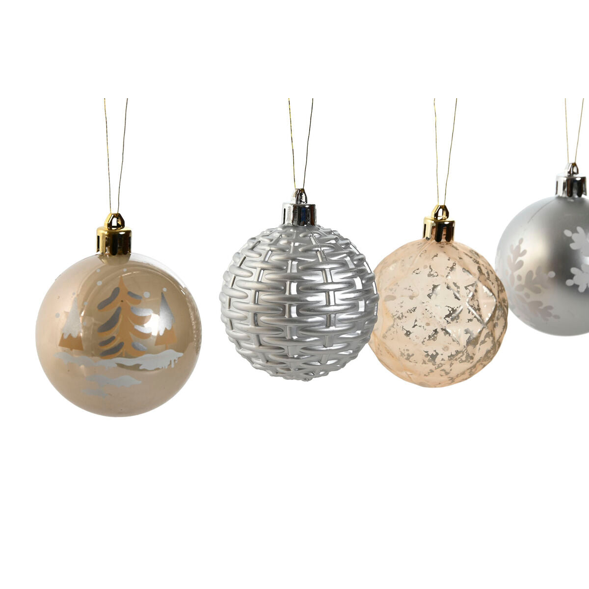 Christmas Ornaments Home ESPRIT Champagne Silver Polyethylene 16 x 16 x 31.5 cm (30 Pieces)