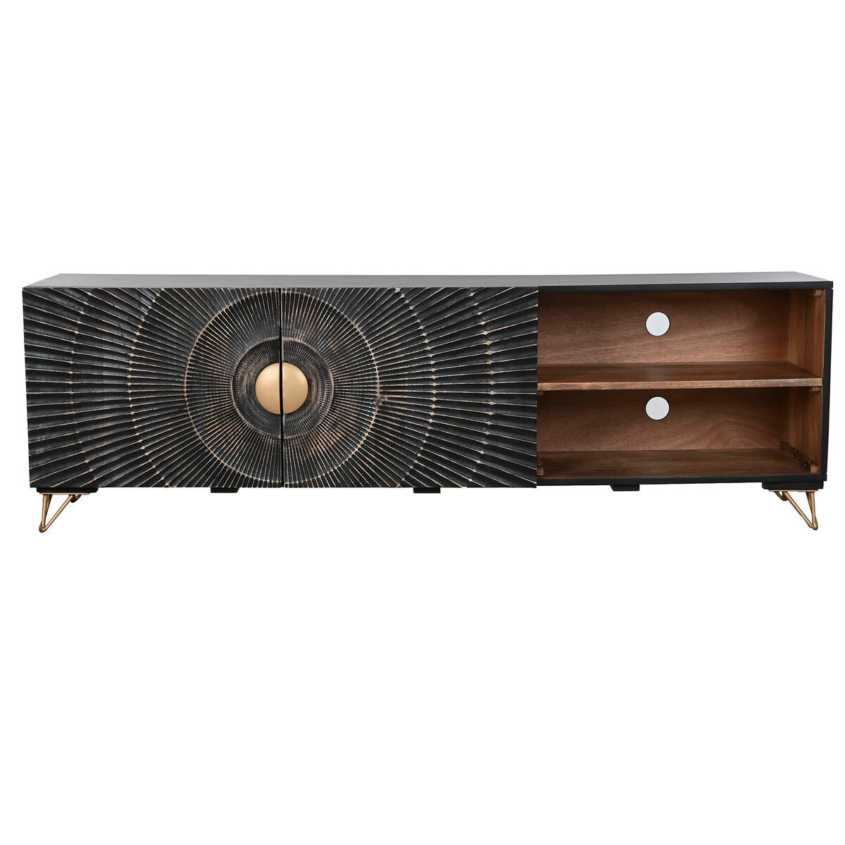 Móvel de TV Home ESPRIT Preto Metal Madeira de mangueira 160 x 40 x 50 cm