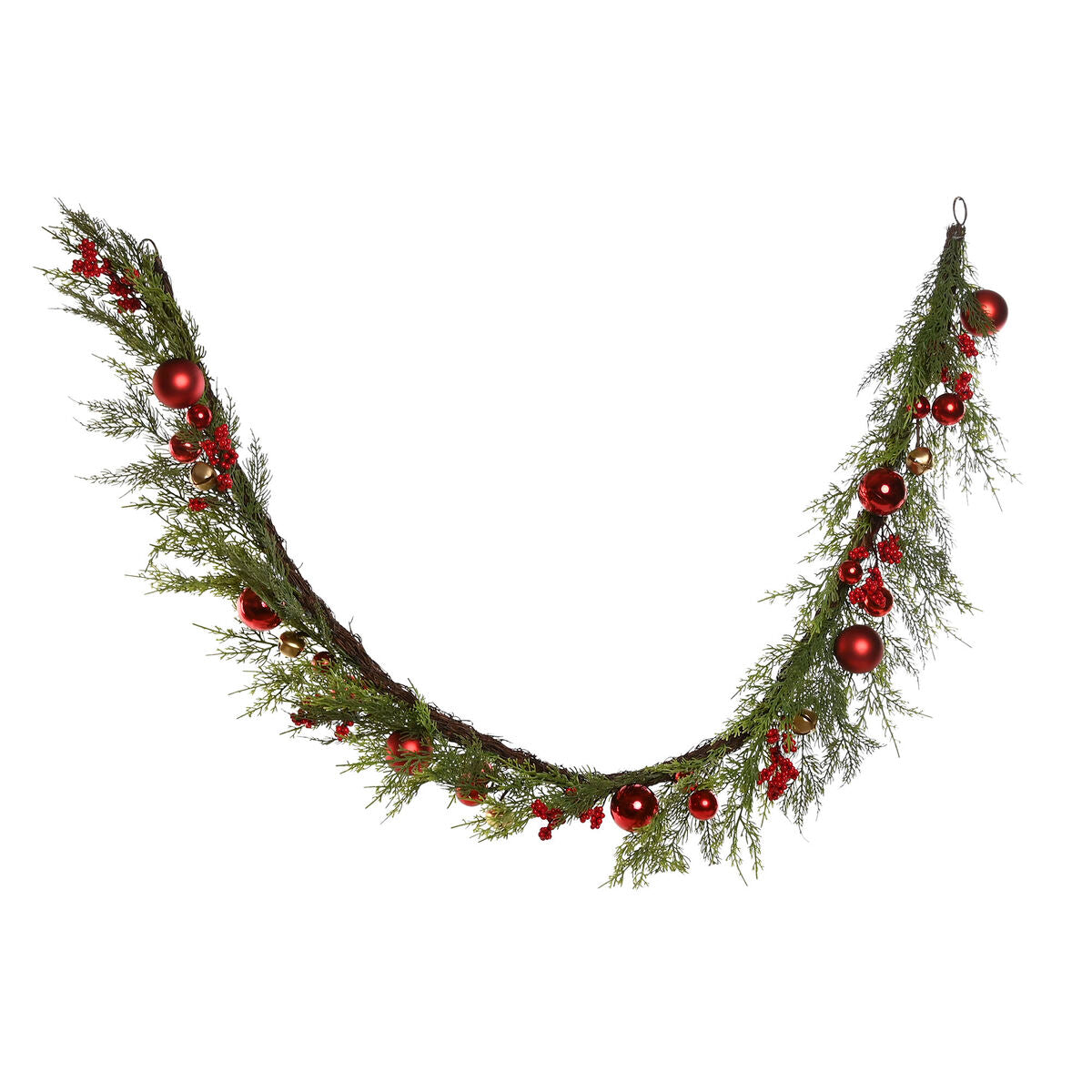 Christmas wreath Home ESPRIT Red Green Polyethylene 23 x 11.5 x 180 cm (2 Units)