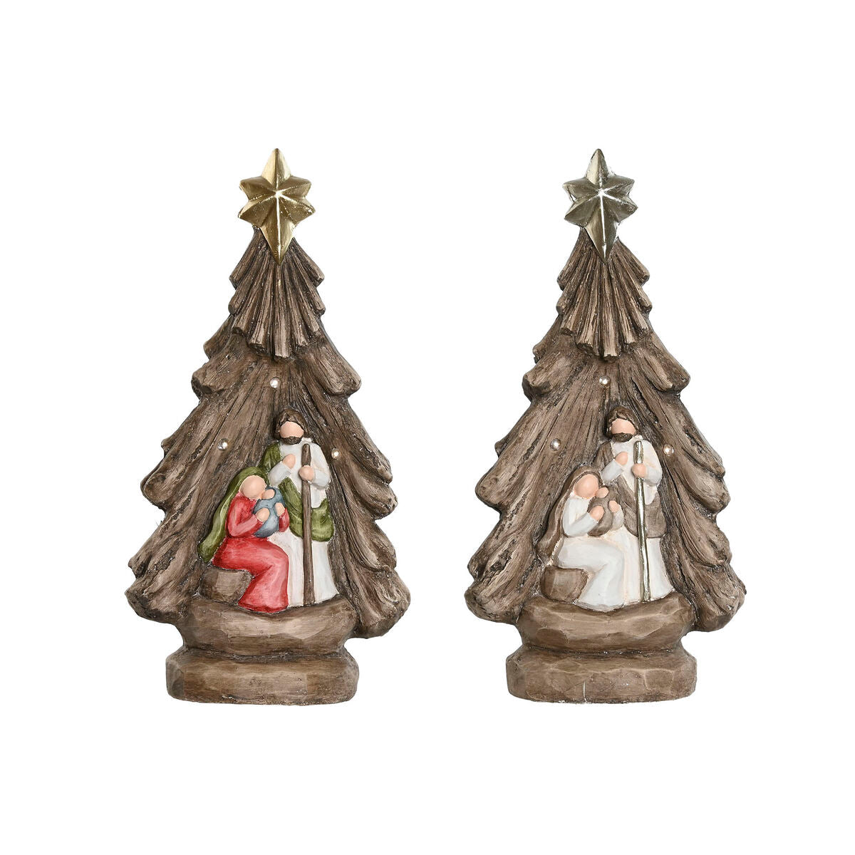 Christmas Nativity Scene Home ESPRIT Green Gray Magnesium 23 x 13.5 x 45 cm (2 Units)