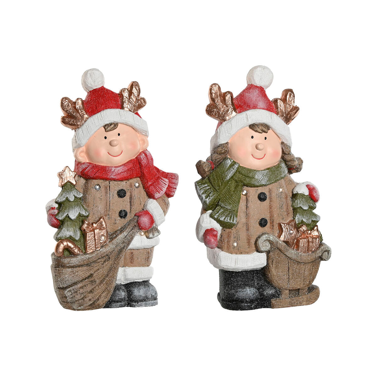 Christmas Decoration Home ESPRIT Brown Red 23 x 10.5 x 40 cm (2 Units)