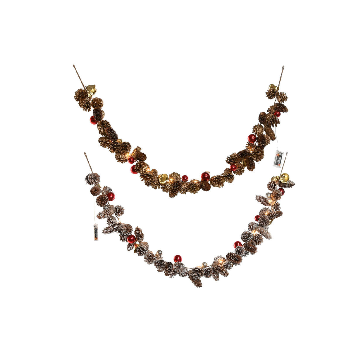 Christmas wreath Home ESPRIT White Brown Red Gold 8 x 8 x 120 cm (2 Units)