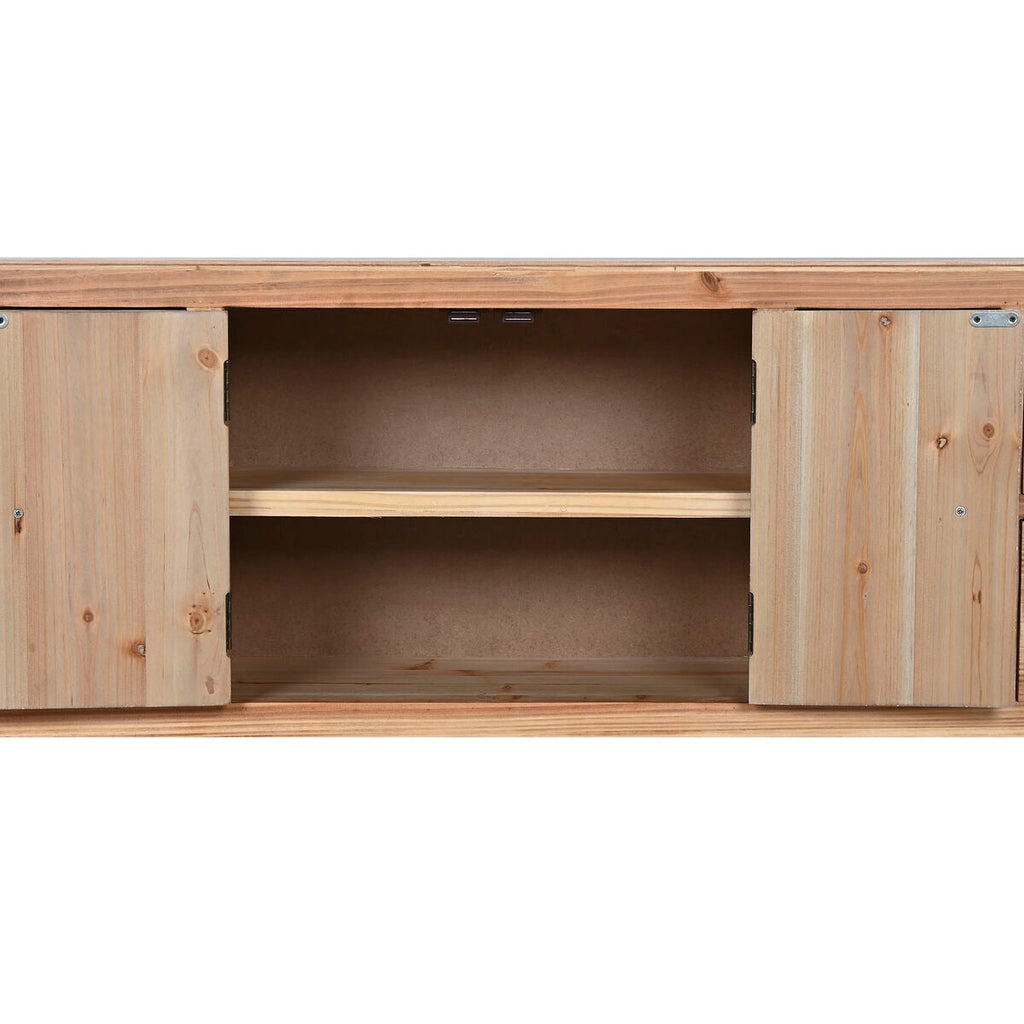 Móvel de TV Home ESPRIT Preto Natural Abeto Madeira MDF 130 x 24 x 51 cm