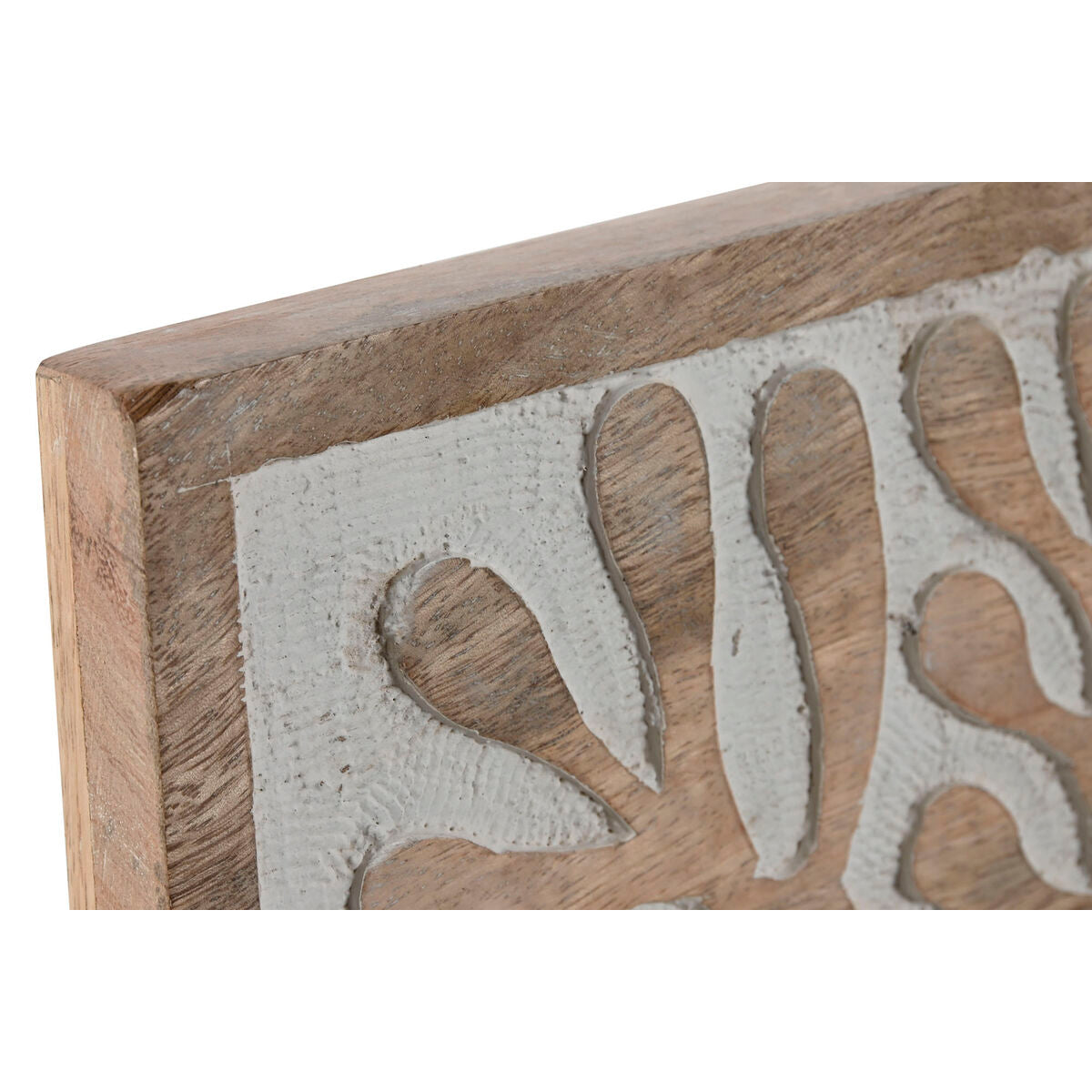 Decoração de Parede Home ESPRIT Branco Natural Floral 60 x 2,5 x 60 cm (4 Peças)