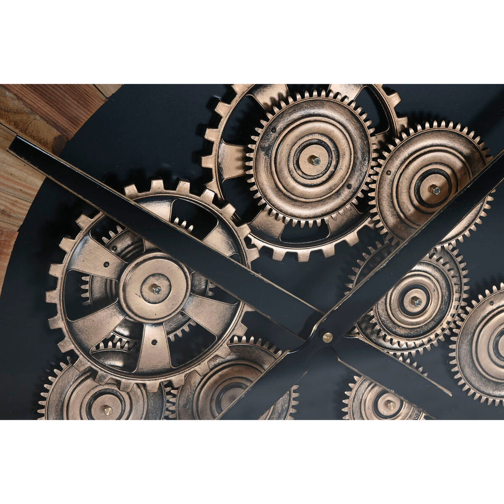 Relógio de Parede Home ESPRIT Preto Natural Cristal madeira de pinho 87,2 X 8 X 87,2 cm