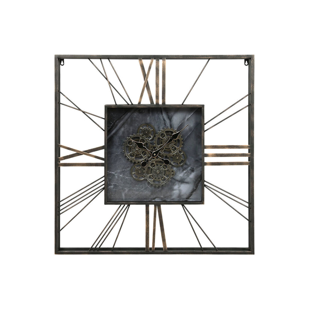 Relógio de Parede Home ESPRIT Preto Dourado Metal Cristal 80 x 8 x 80 cm