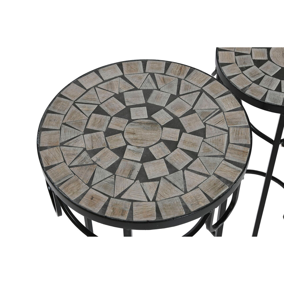 Juego de 3 mesas Home ESPRIT negras 30 x 30 x 69 cm (3 piezas)