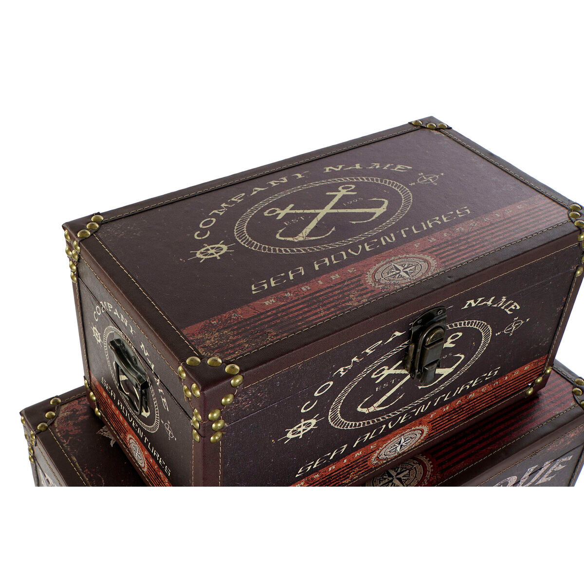 Jogo de Caixas Decorativas Home ESPRIT Multicolor Madeira Tela