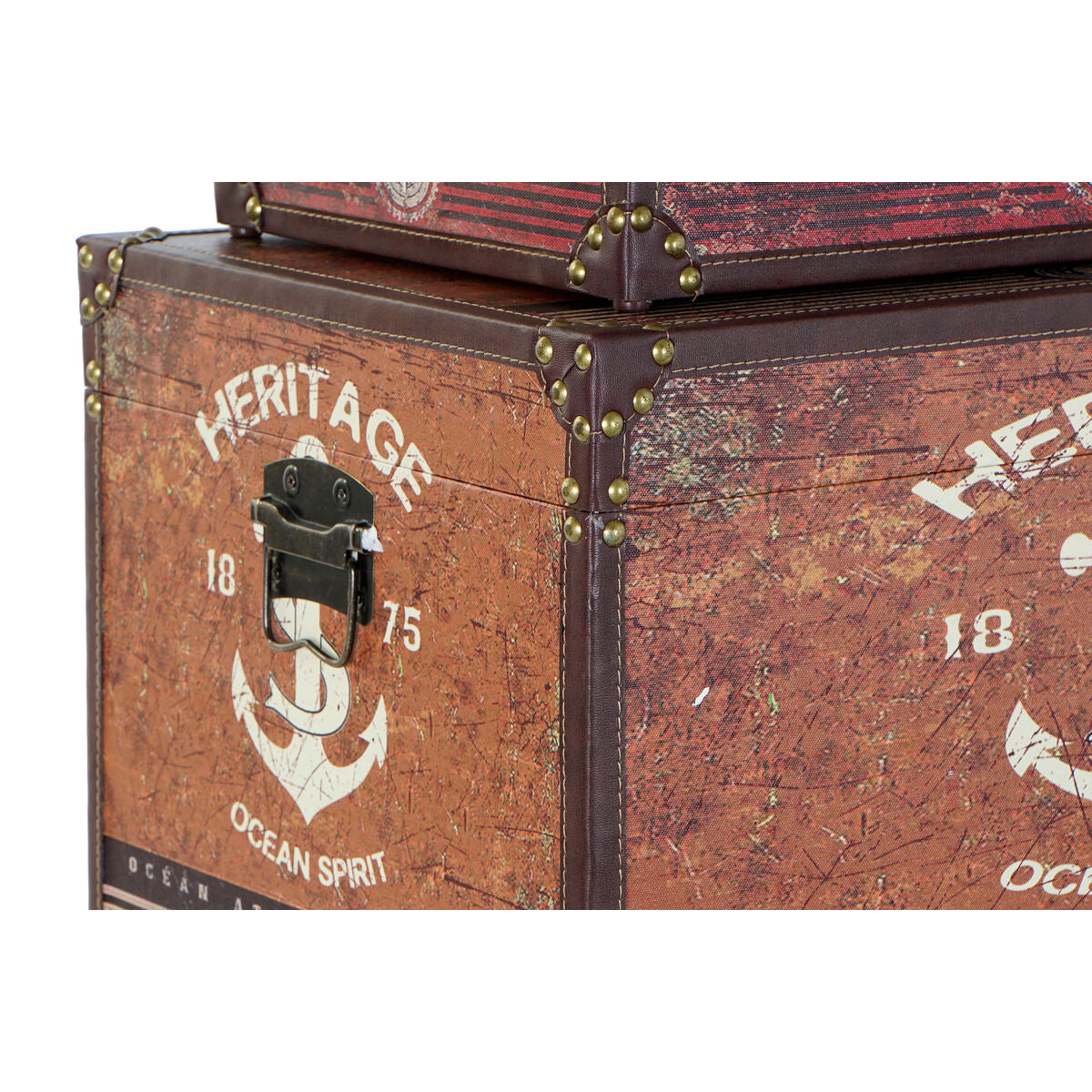 Jogo de Caixas Decorativas Home ESPRIT Multicolor Madeira Tela