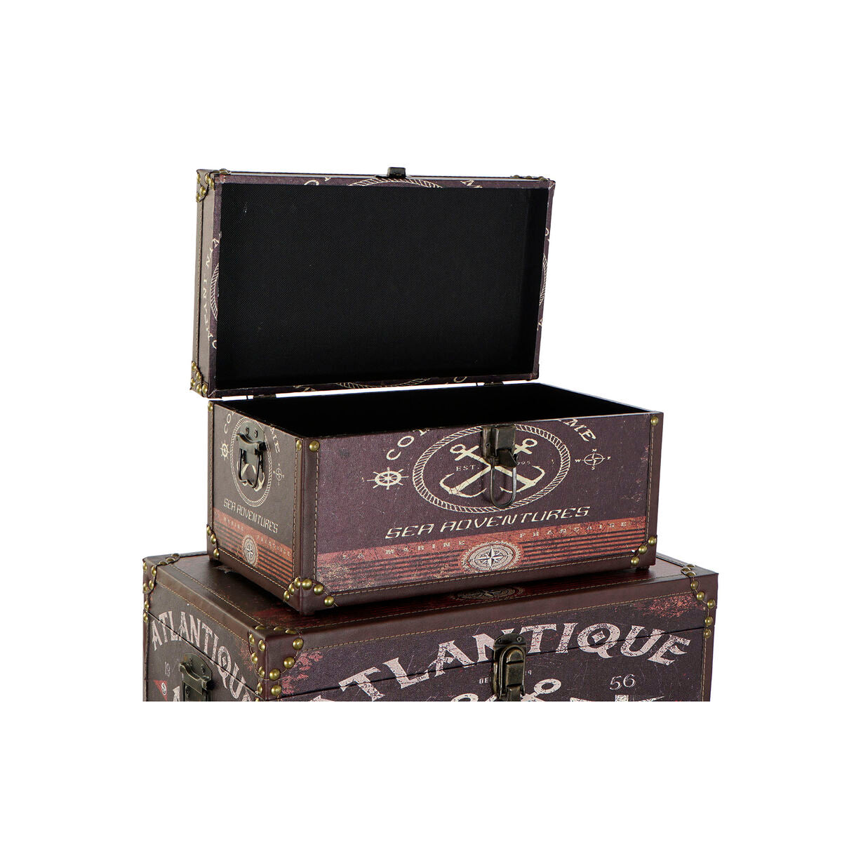 Jogo de Caixas Decorativas Home ESPRIT Multicolor Madeira Tela