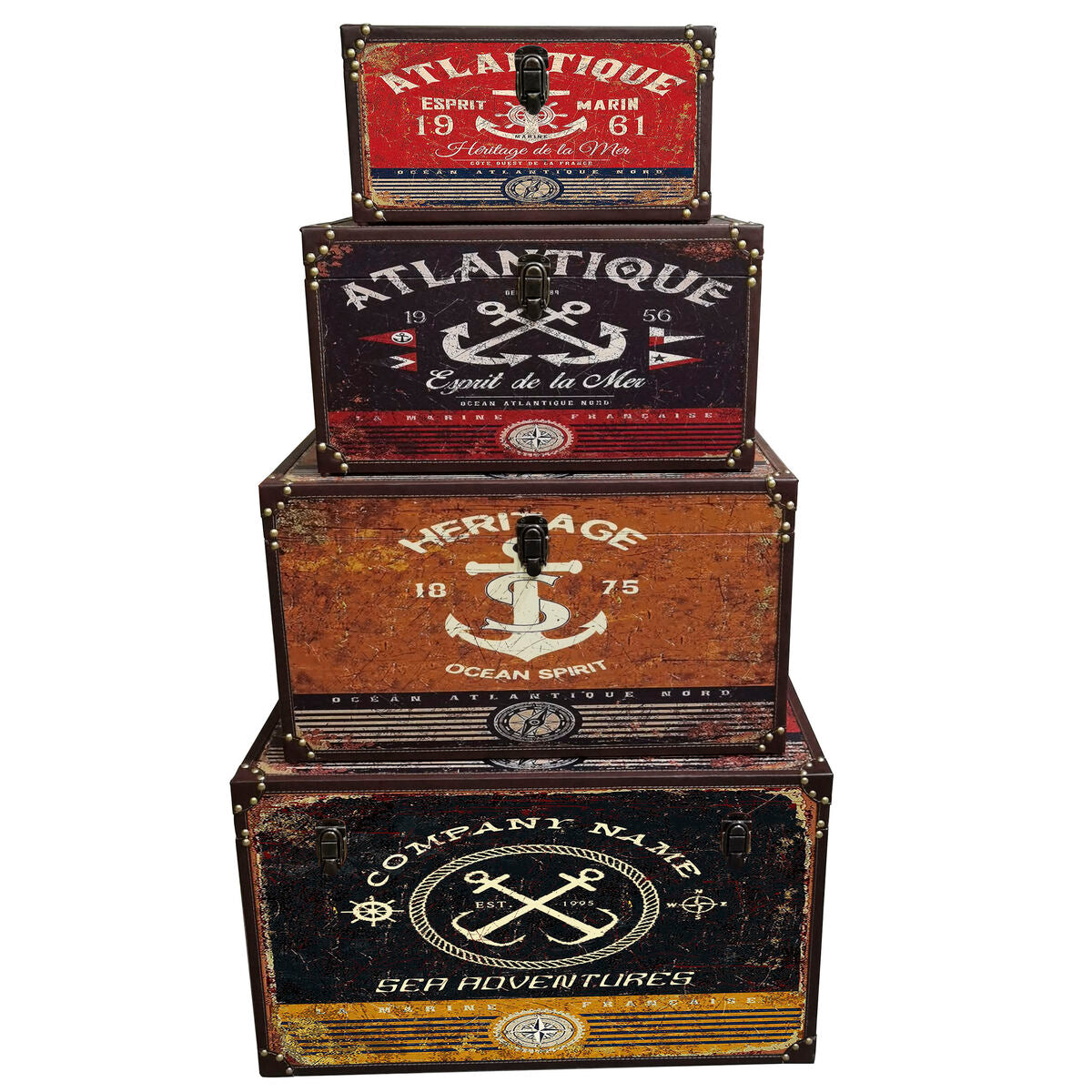 Jogo de Caixas Decorativas Home ESPRIT Multicolor Madeira Tela