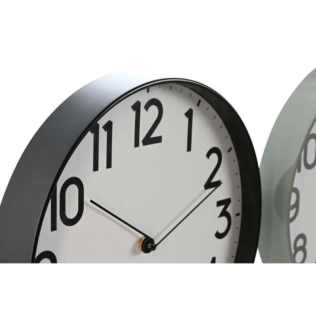 Relógio de Parede Home ESPRIT Preto Cinzento PVC 30 x 4 x 30 cm (2 Unidades)