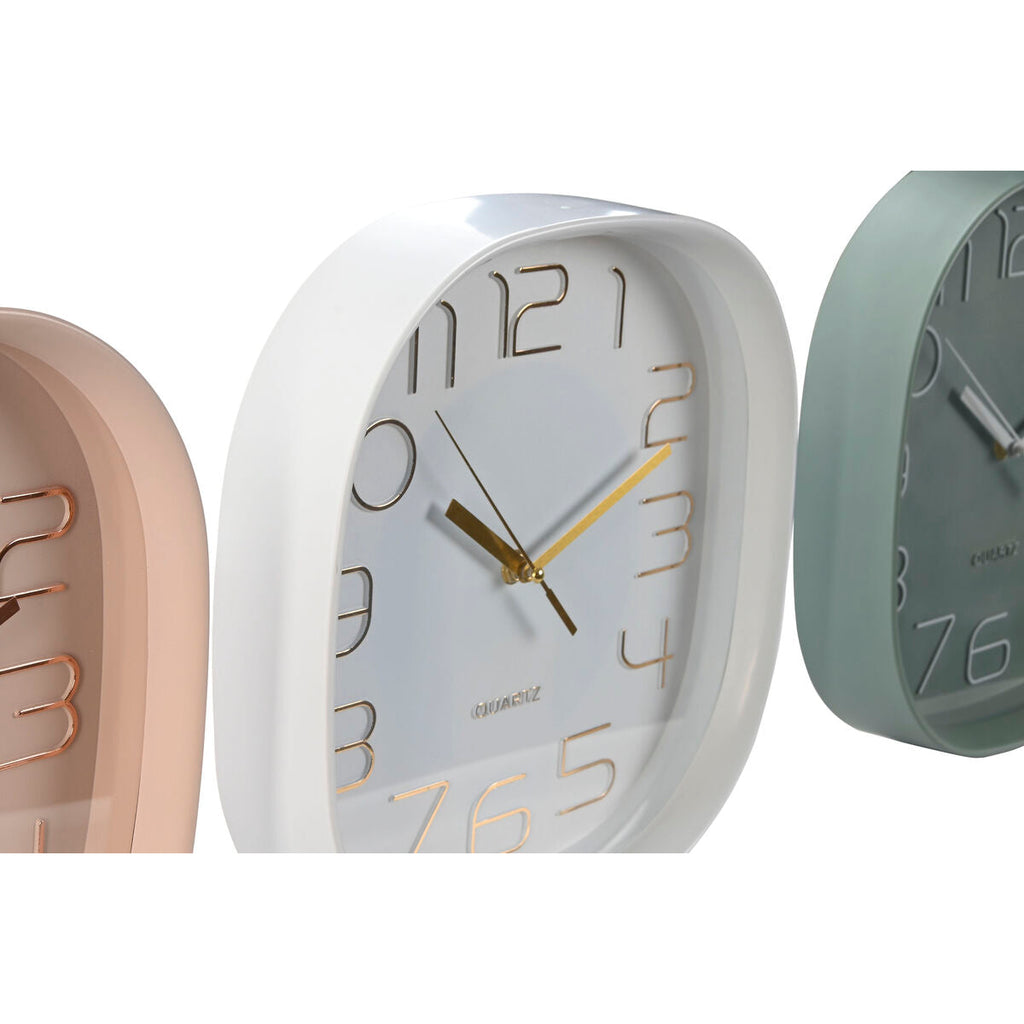 Relógio de Parede Home ESPRIT Branco Verde PVC 28,5 x 5 x 28,5 cm (3 Unidades)