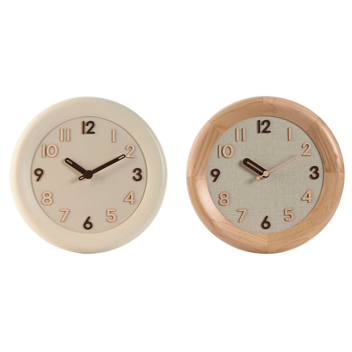 Reloj de pared ESPRIT Home, madera beige natural, 30 x 5 x 30 cm (2 unidades)