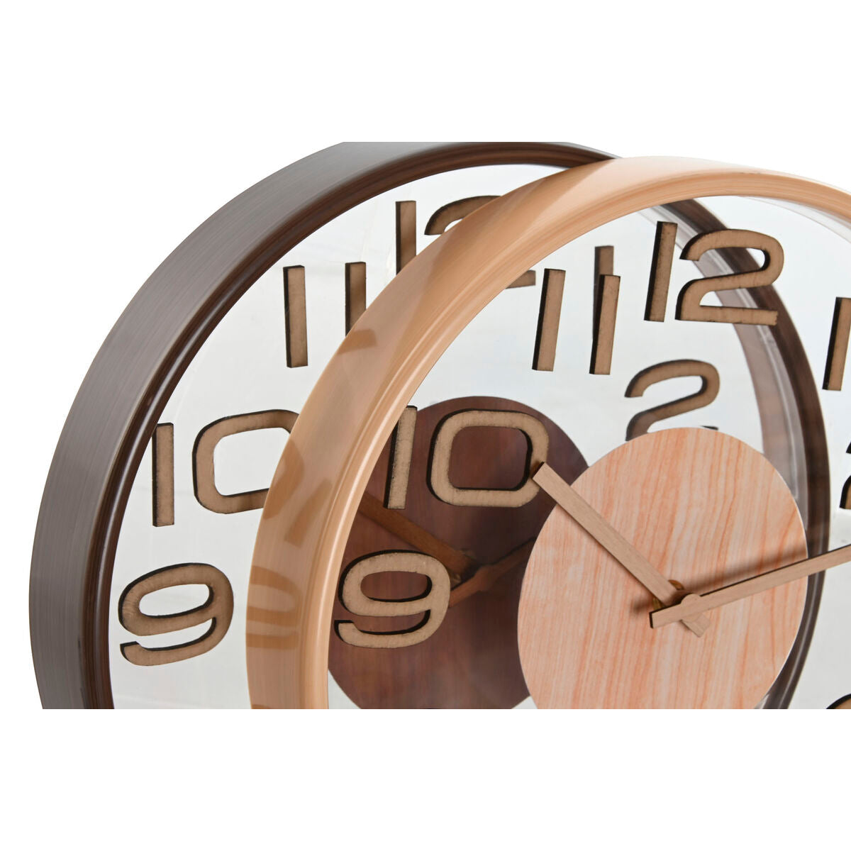 ESPRIT Home Wall Clock, Natural Brown, PVC Wood, 30 x 4.7 x 30 cm (2 Units)