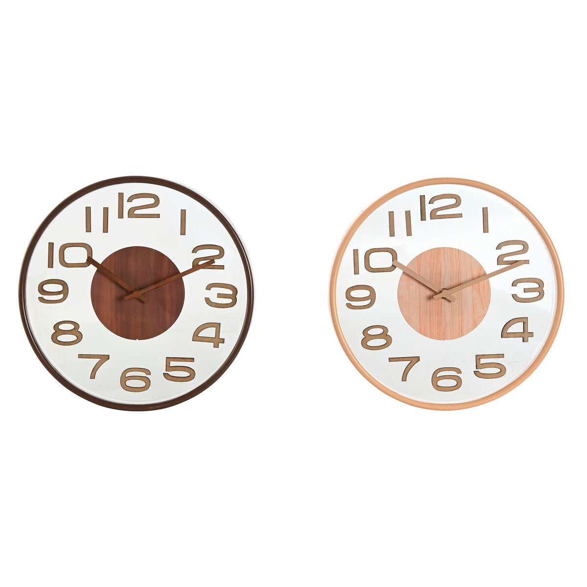 ESPRIT Home Wall Clock, Natural Brown, PVC Wood, 30 x 4.7 x 30 cm (2 Units)