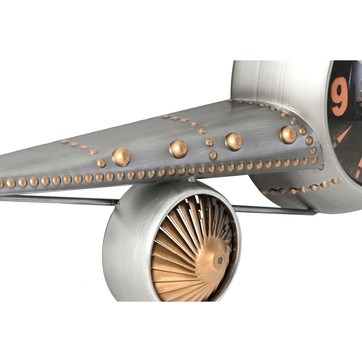 ESPRIT Home Wall Clock, Gold Silver Metal Airplane Vintage Design, 114 x 11 x 40 cm