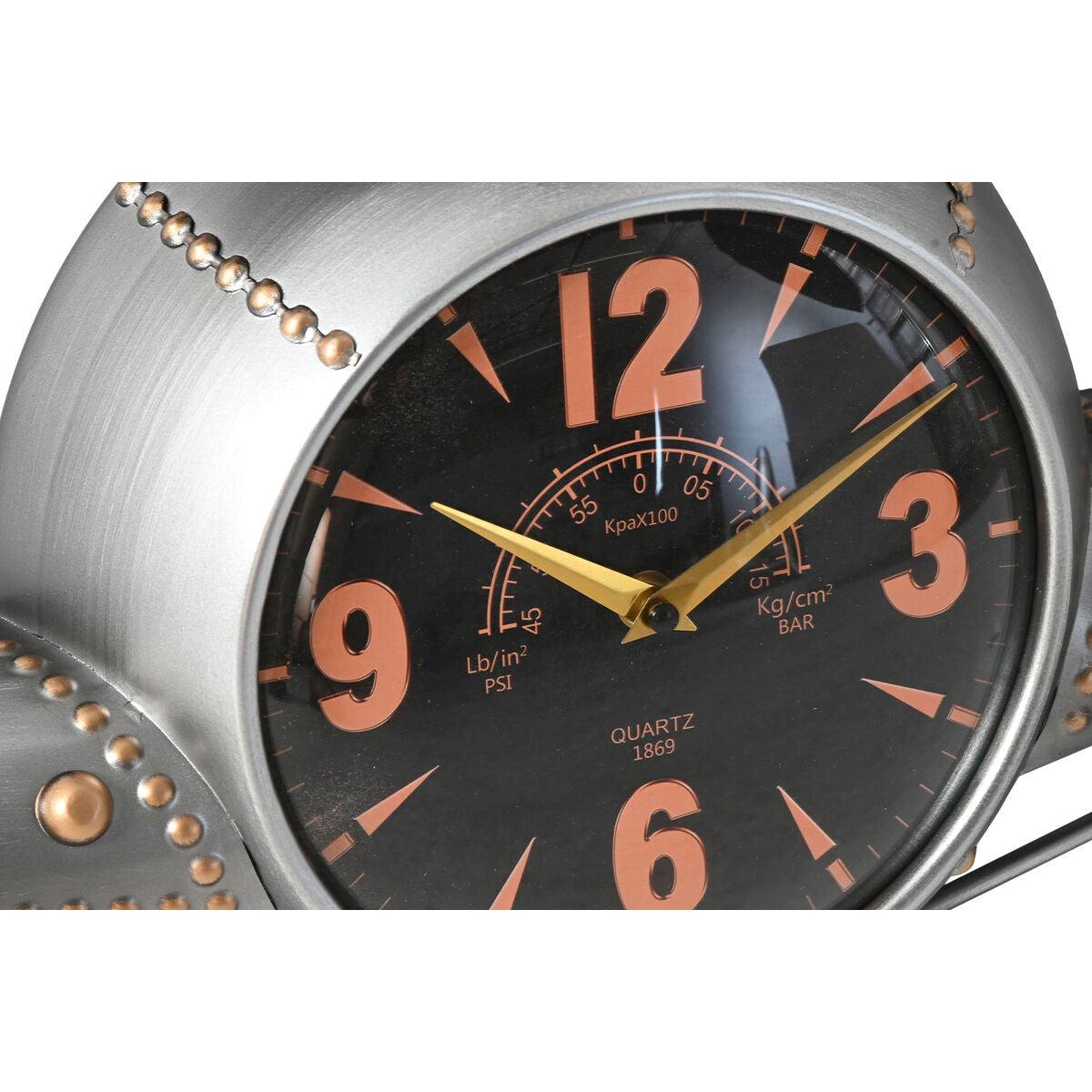 ESPRIT Home Wall Clock, Gold Silver Metal Airplane Vintage Design, 114 x 11 x 40 cm