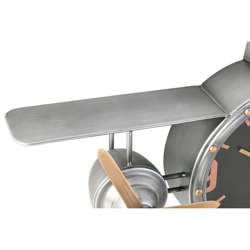 Relógio de Parede Home ESPRIT Dourado Prateado Metal Avião Vintage 87 x 17 x 52,5 cm