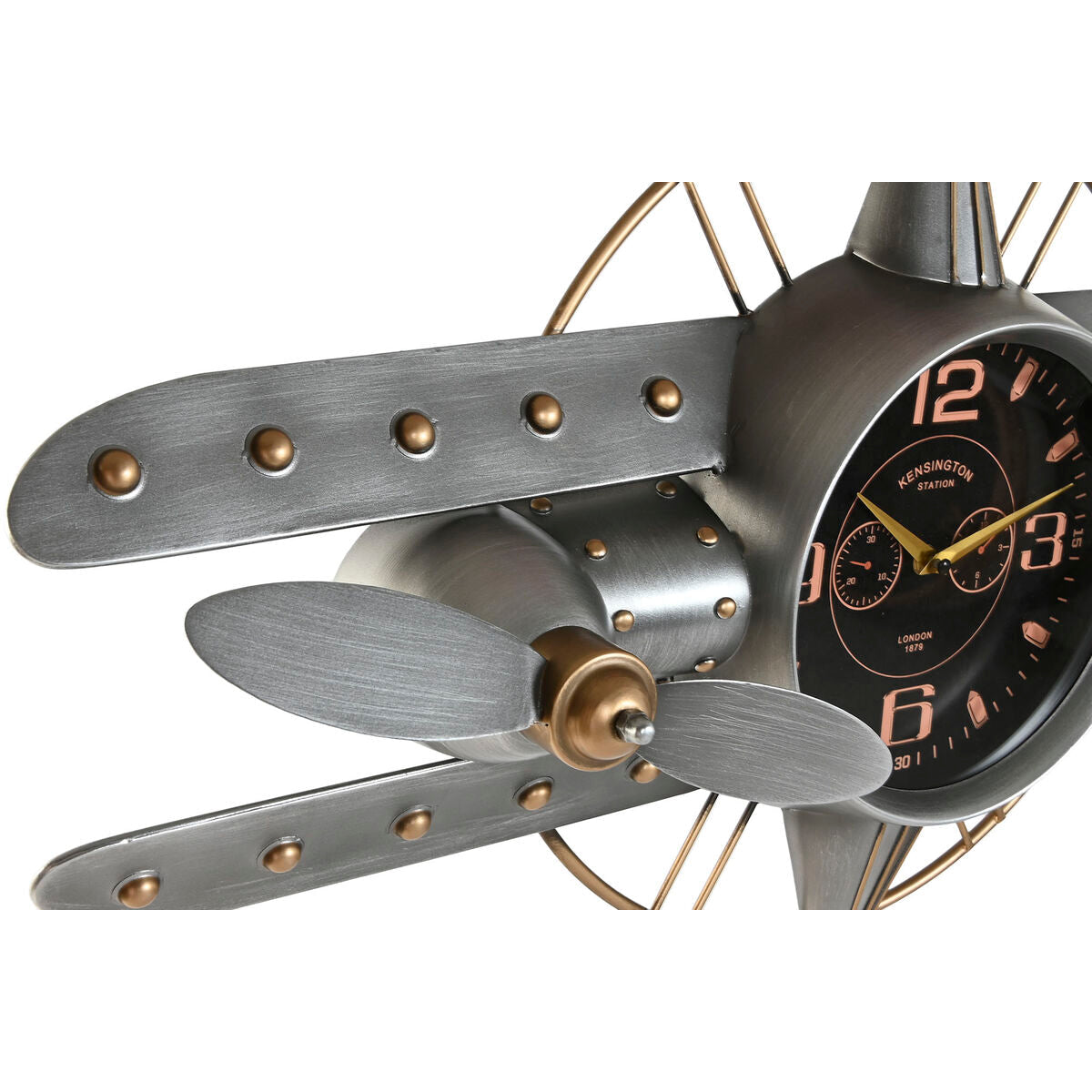 ESPRIT Home Wall Clock, Gold Silver Metal Airplane Vintage, 77.5 x 15 x 46 cm