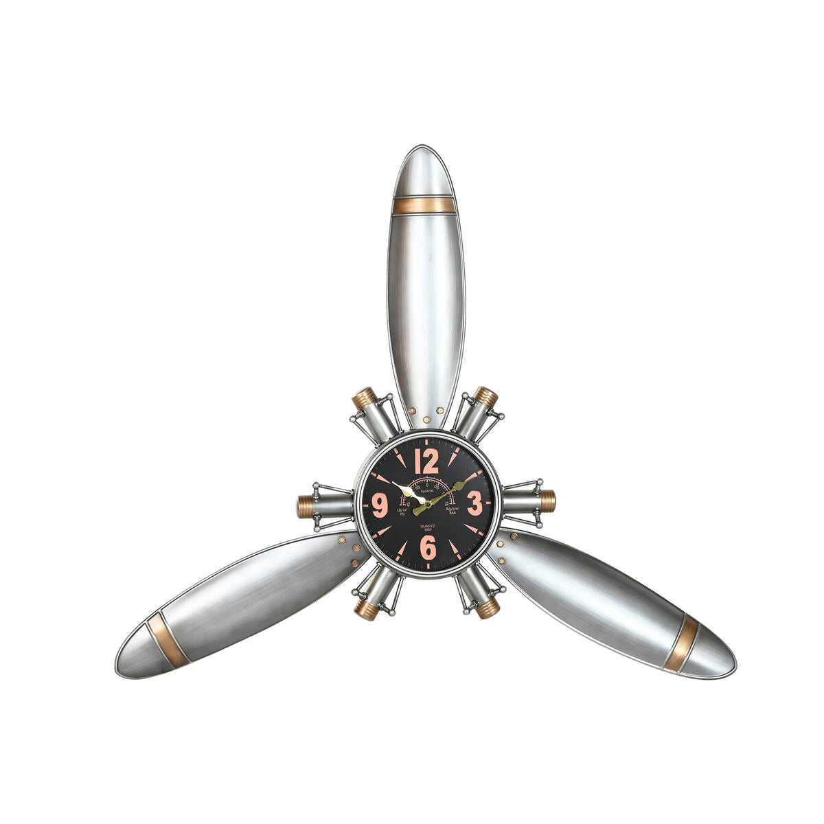 Reloj de pared ESPRIT Home, hélices de metal dorado y plateado, vintage, 121 x 7 x 106 cm