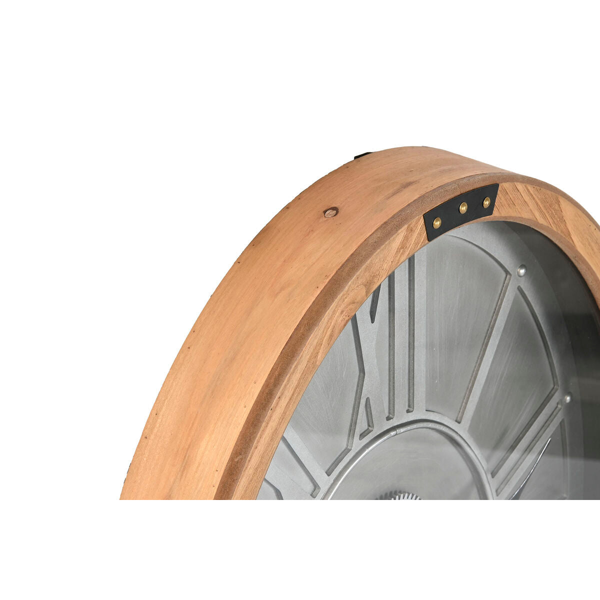 Relógio de Parede Home ESPRIT Prateado Natural Metal Cristal madeira de pinho 50 x 8 x 68 cm