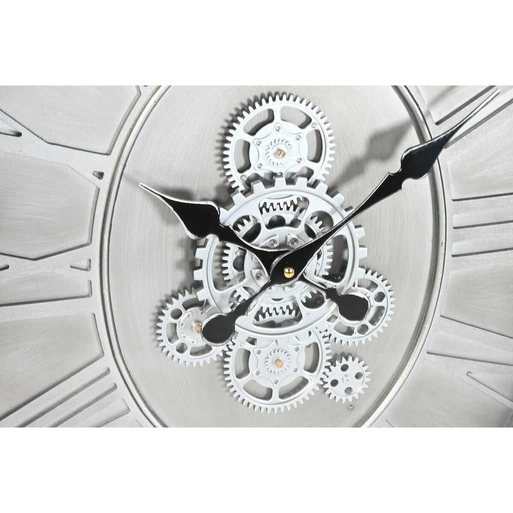 Relógio de Parede Home ESPRIT Prateado Natural Metal Cristal madeira de pinho 50 x 8 x 68 cm