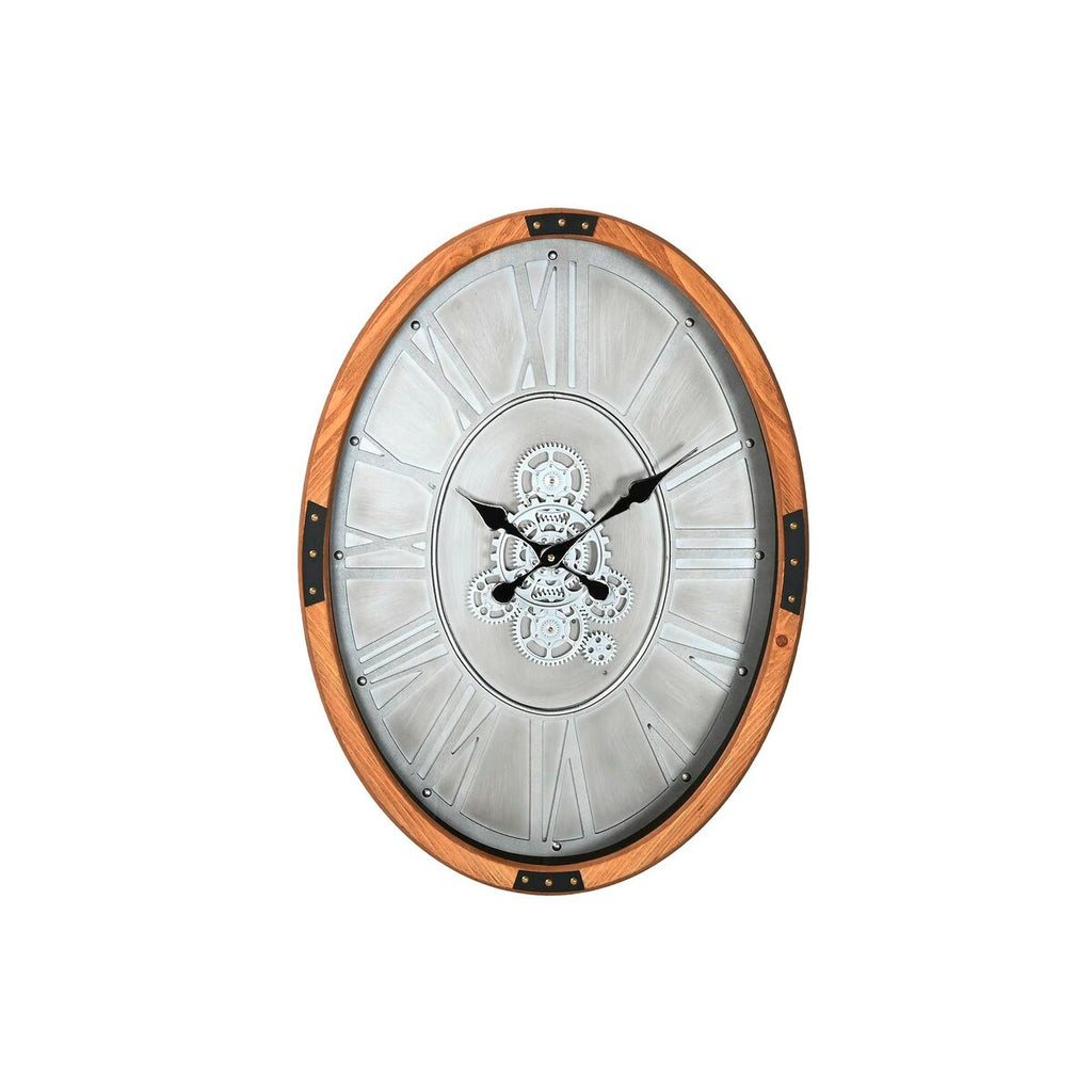 Relógio de Parede Home ESPRIT Prateado Natural Metal Cristal madeira de pinho 50 x 8 x 68 cm