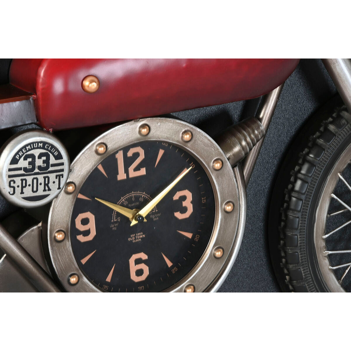 Relógio de Parede Home ESPRIT Vermelho Dourado PVC Metal Mota Vintage 120 x 15,5 x 60 cm