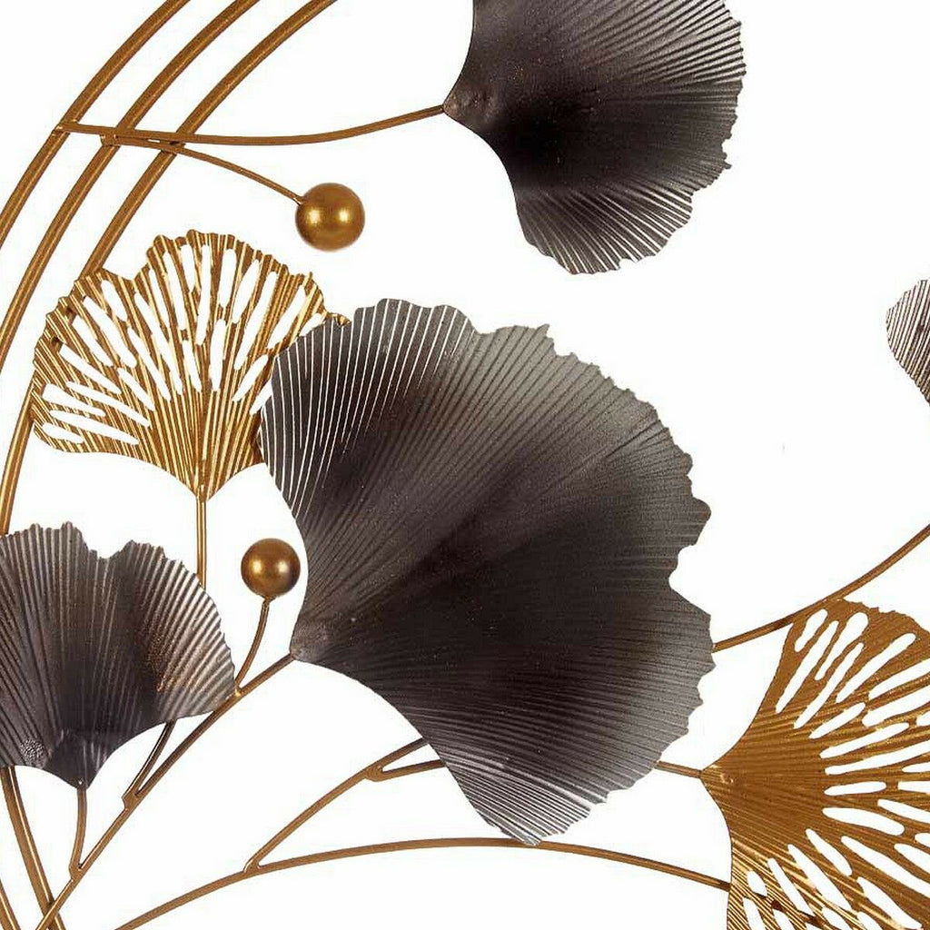 Arte de pared colgante Bloemen en metal azul y dorado y acabado en cobre (80 x 151 x 5,5 cm)