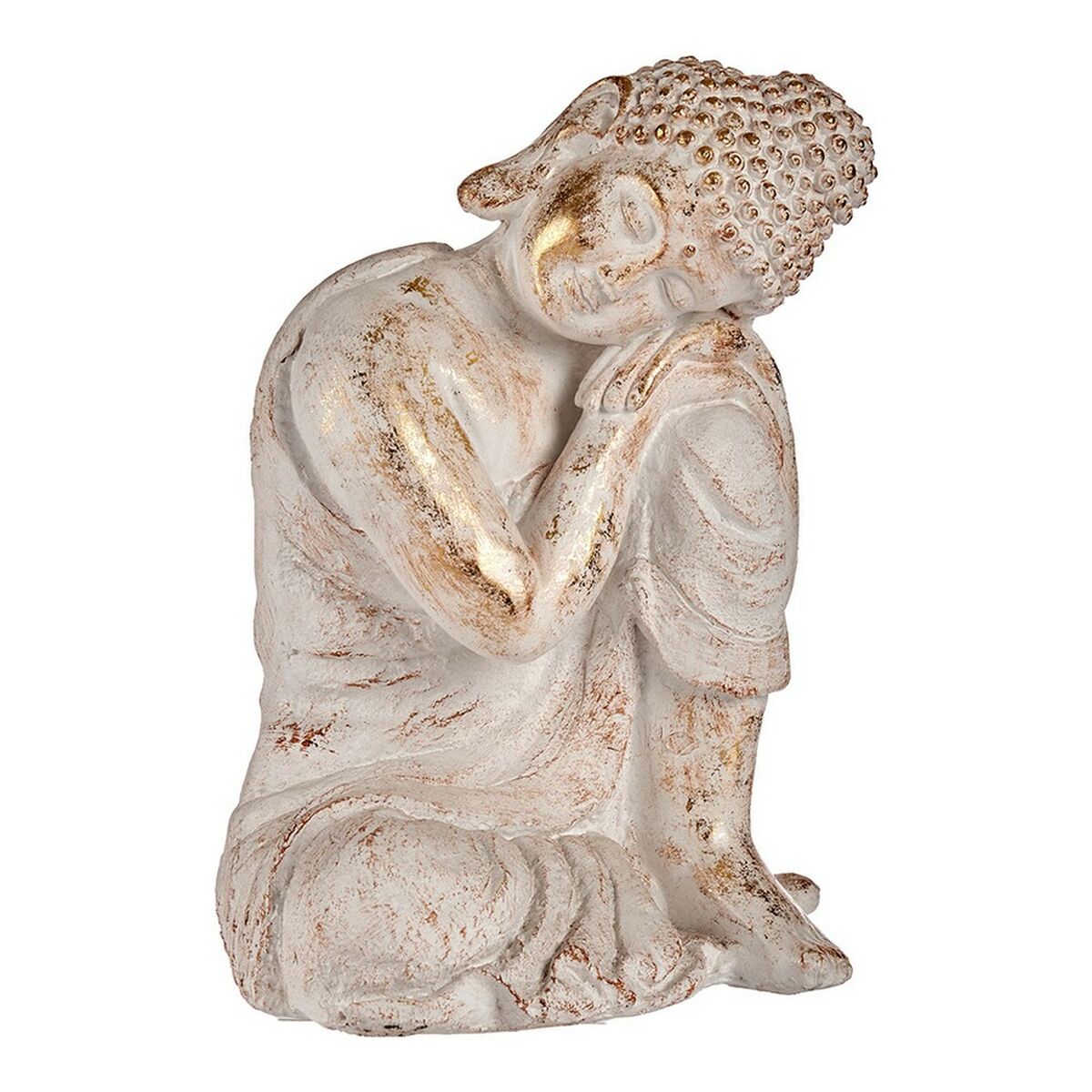 Decorative Garden Figure Ibergarden CC20446 White Gold Polyresin 28.5 x 43.5 x 37 cm Buddha