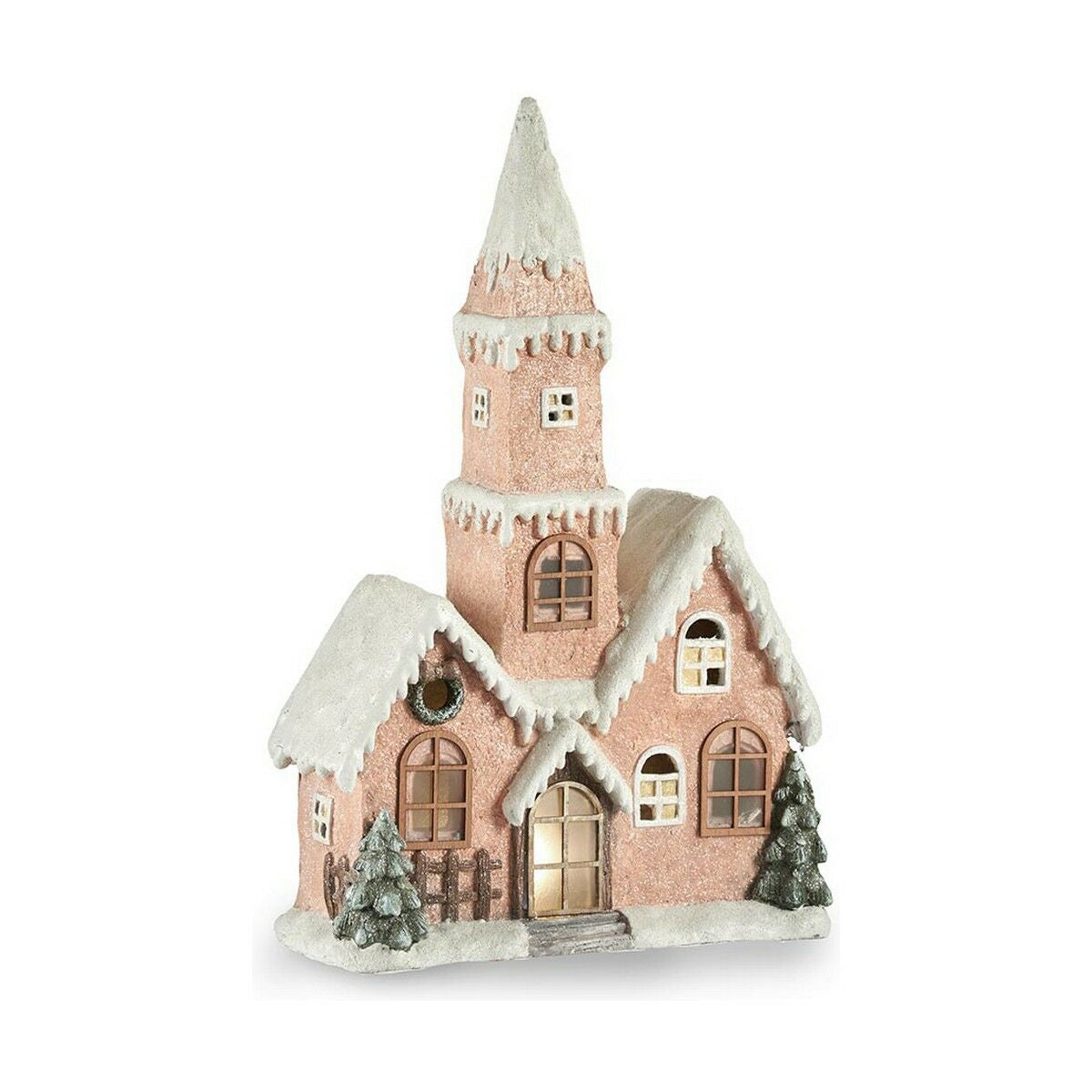 Decorative Christmas House Figure, Lightweight LED, Pink, White, Brown, Green, Magnesium, 21 x 77 x 48 cm