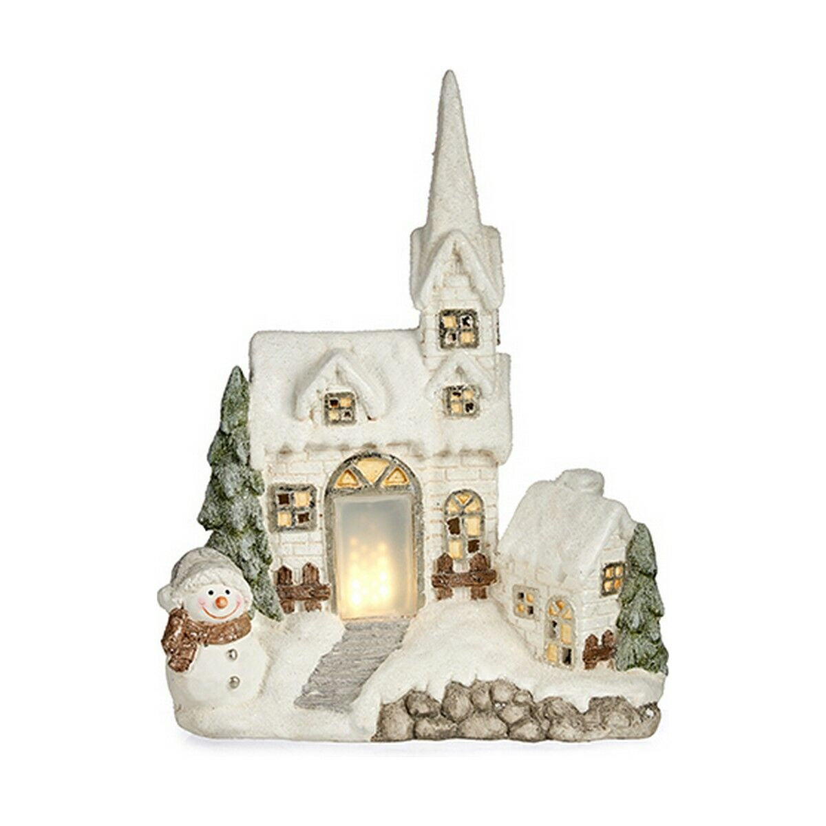 LED Light Christmas Decorative Figure House 18 x 54 x 42 cm White Polyresin