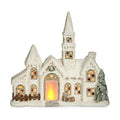 LED Light Christmas Decorative Figure House 11 x 47.5 x 49 cm White Polyresin