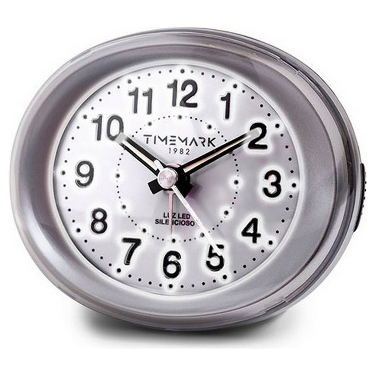 Timemark Analog Alarm Clock, Silver, Lightweight LED, Silent, Snooze, Night Mode, 9 x 9 x 5.5 cm (9 x 9 x 5.5 cm)
