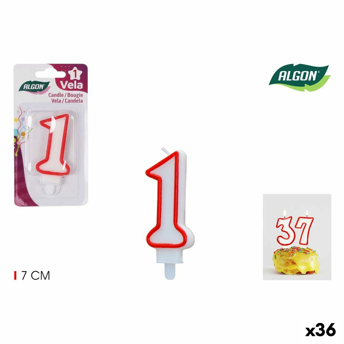 Conjunto de Velas Algon Vermelho (36 Unidades)