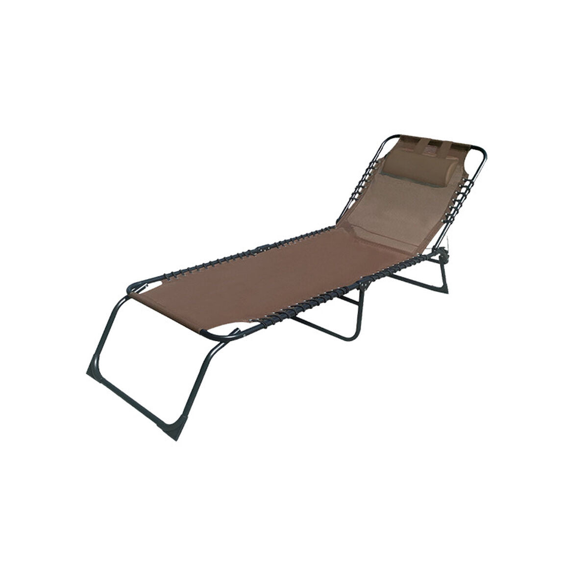 Silla plegable de acero Marbueno con cojín para jardín y piscina 190X58X27 cm Marrón 10001