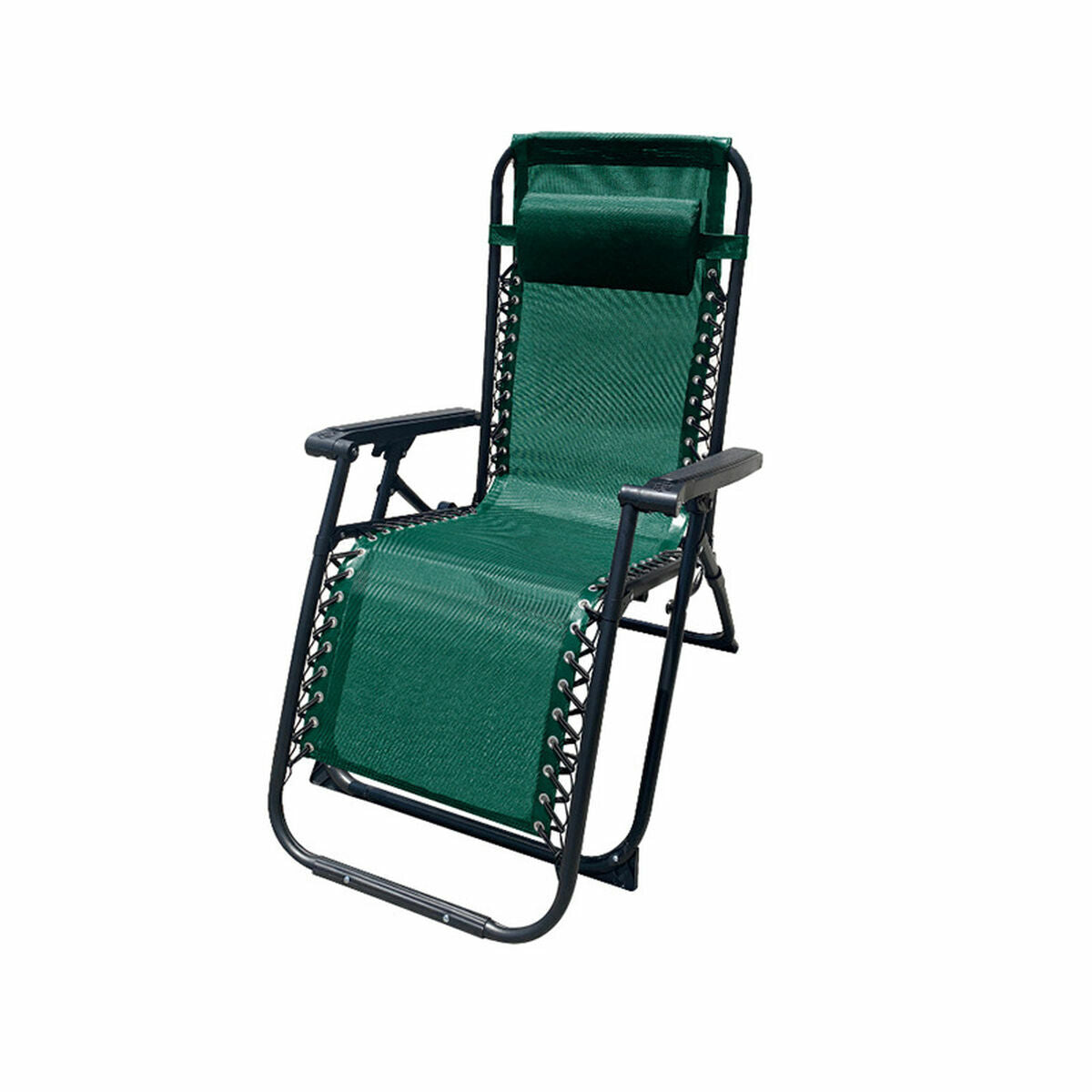 Marbueno Folding Steel Sun Lounger with Cushion for Garden and Pool 90X66X108 cm Zero Gravity Green 10008