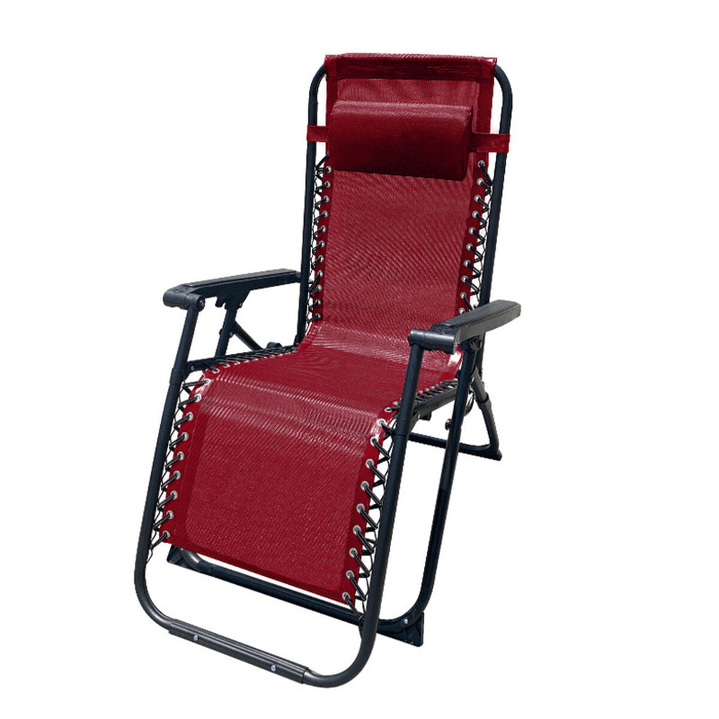 Marbueno Folding Steel Chair with Cushion for Garden and Pool 90X66X108 cm Zero Gravity Burdeos 10010