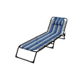 Marbueno Folding Steel Chair with Cushion for Garden and Pool 190X58X27 cm Blue Stripes 10171