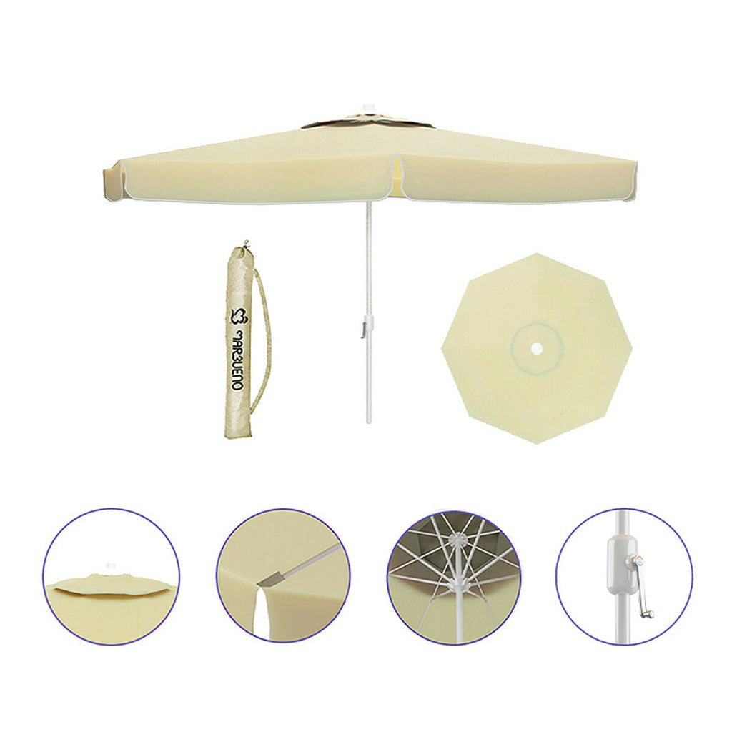 "Marbueno Guarda-sol Alumínio 8 Hastes D270 cm Poliéster Branco Jardim, Piscina e Terraço 10182"