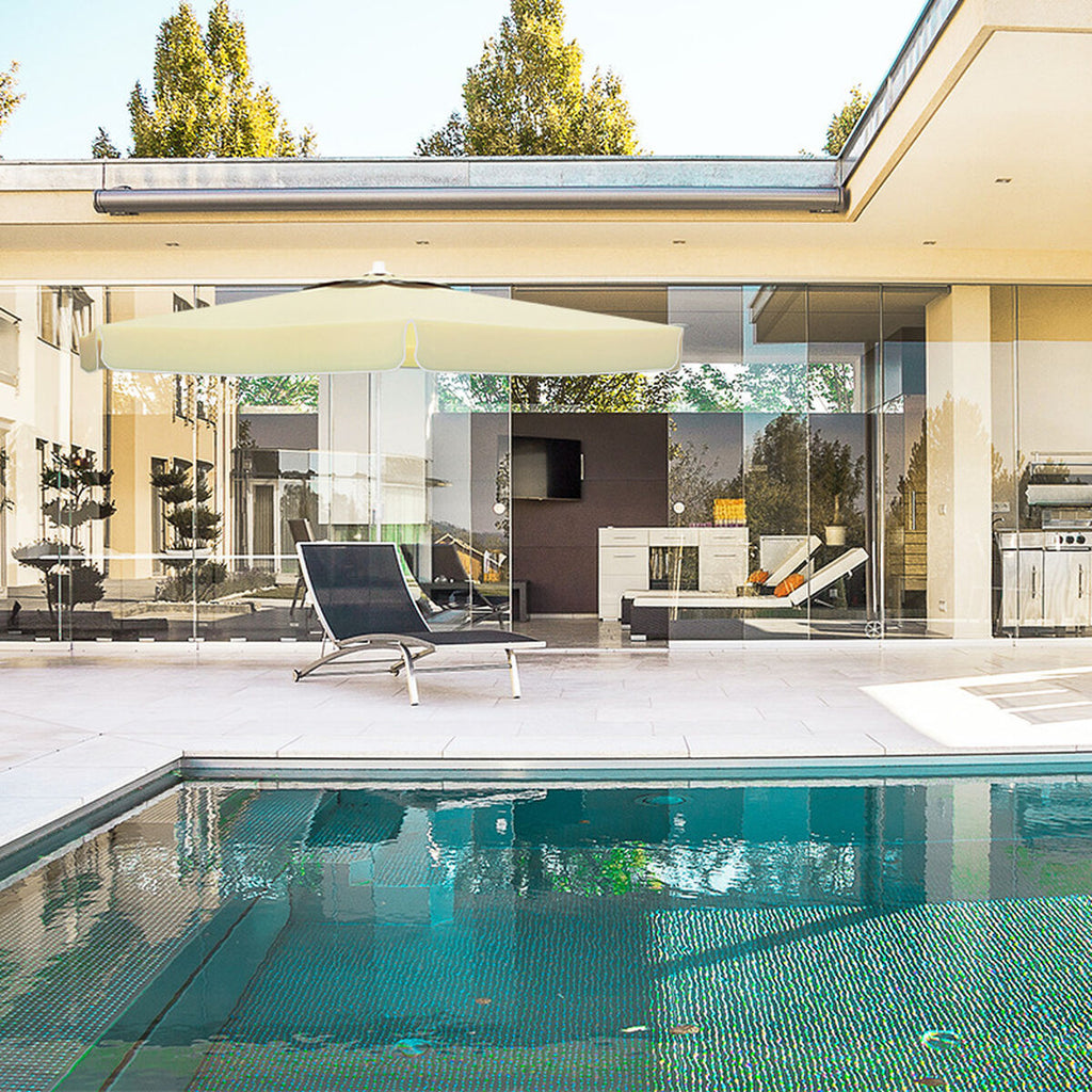 "Marbueno Guarda-sol Alumínio 8 Hastes D270 cm Poliéster Branco Jardim, Piscina e Terraço 10182"