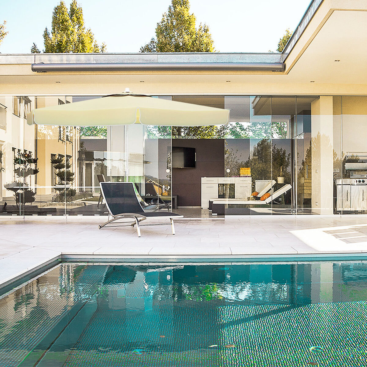 "Marbueno Guarda-sol Alumínio 8 Hastes D270 cm Poliéster Branco Jardim, Piscina e Terraço 10182"