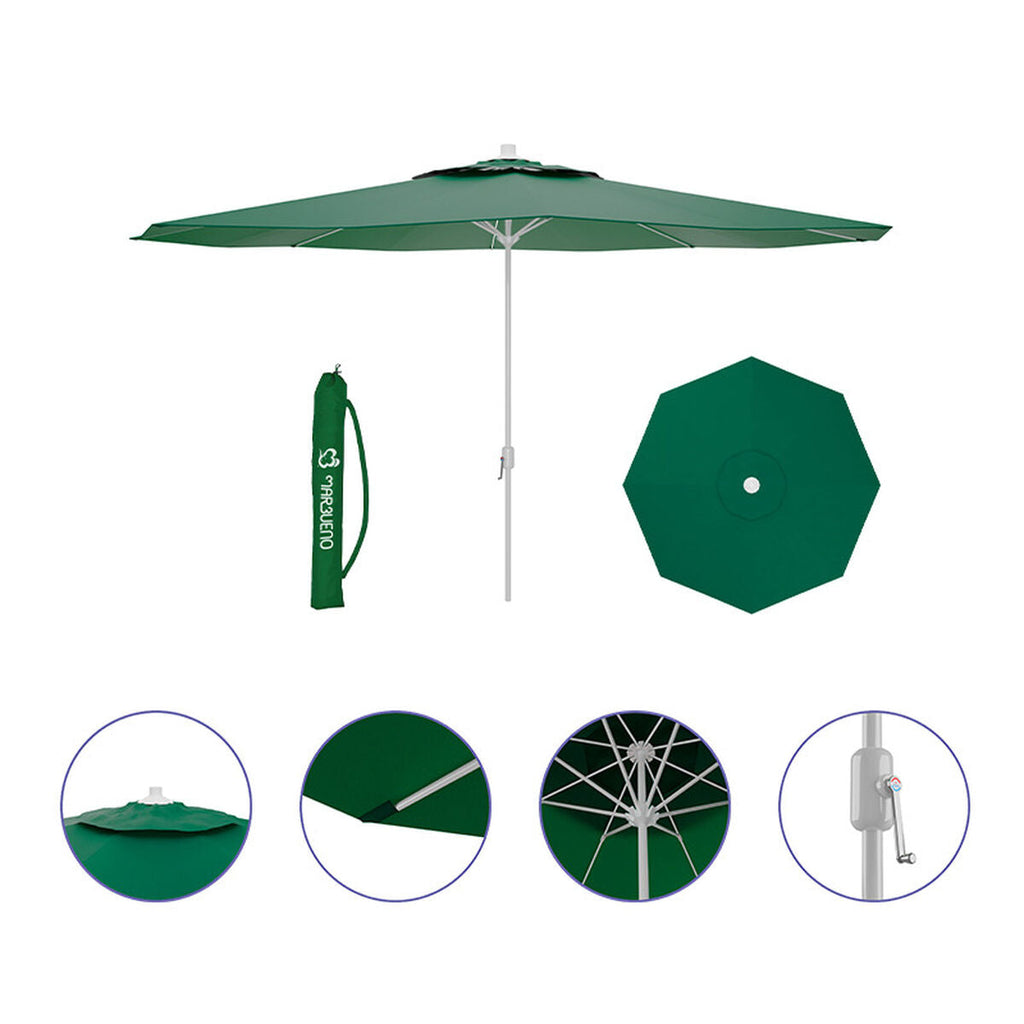 Marbueno Steel Parasol with 8 Ribs, 300 cm Diameter, Polyester, Green, for Garden, Pool and Terrace 10190
