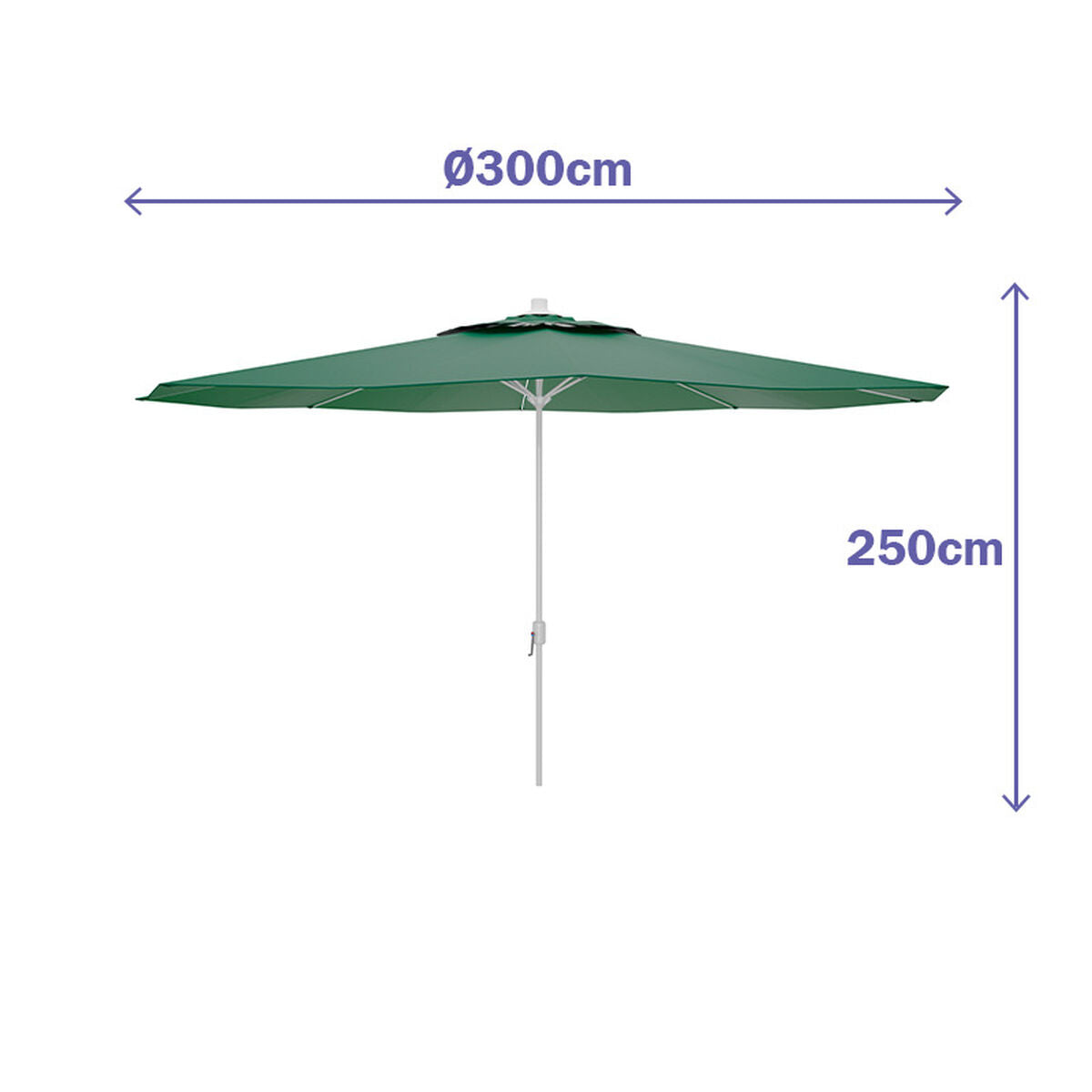 Marbueno Steel Parasol with 8 Ribs, 300 cm Diameter, Polyester, Green, for Garden, Pool and Terrace 10190