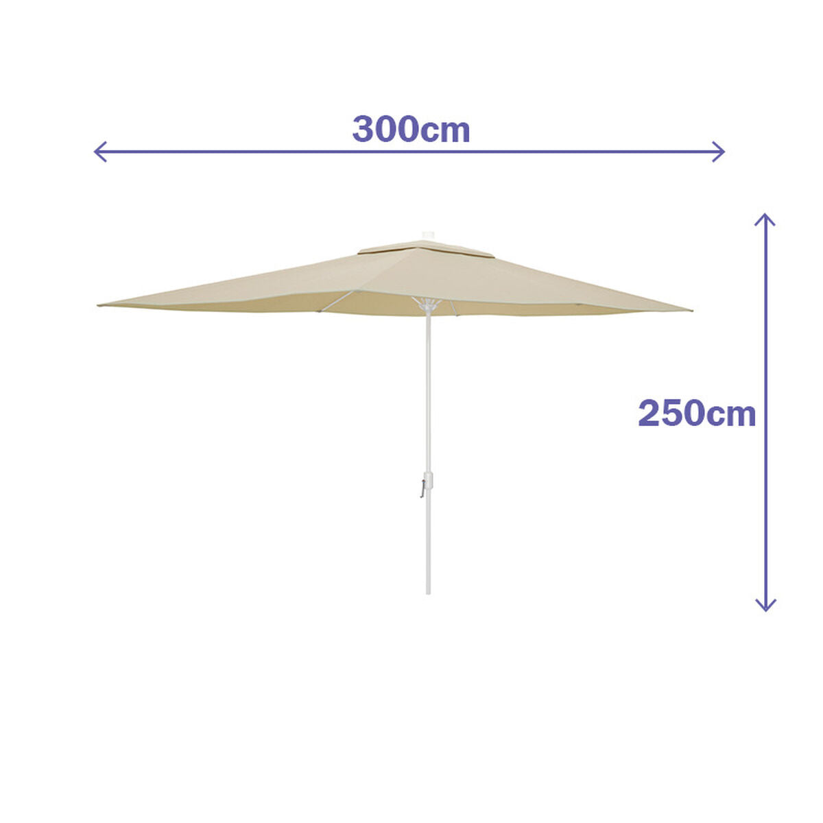 Marbueno Steel Parasol with 6 Ribs, 200x300 cm, Beige Polyester, for Garden, Pool and Terrace, 10192