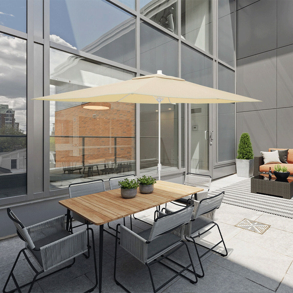 Marbueno Steel Parasol with 6 Ribs, 200x300 cm, Beige Polyester, for Garden, Pool and Terrace, 10192