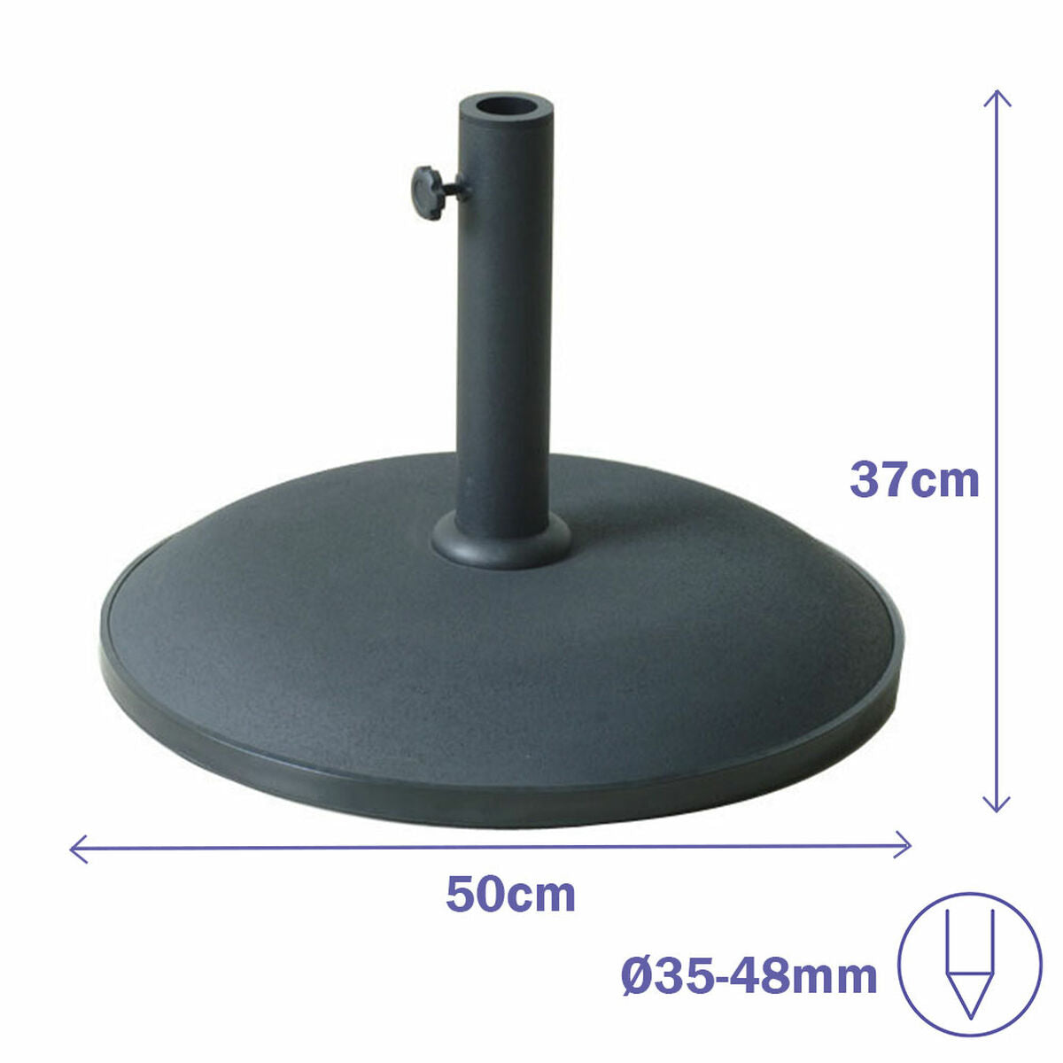 Marbueno Round Umbrella Base 50x37 cm 25KG Black Garden, Pool and Terrace 10452
