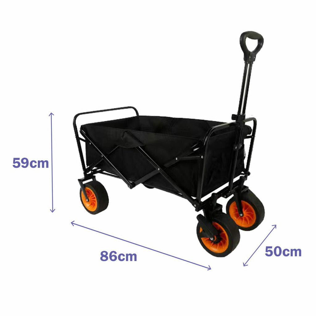 Carrito Multiusos Plegável Marbueno Aço 200 KG Preto Jardim, Praia e Camping 86X50X59 cm